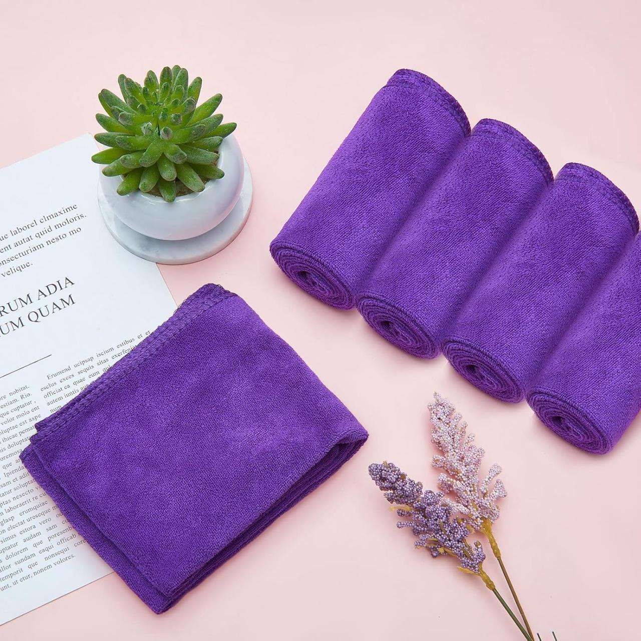 8/10/12 Pack Microfiber Towels, Reusable Kitchen Cleaning Towels, Soft Absorbent Car Wiping Cloths, Car Wash Microfiber Towel, Durable & Eco-Friendly