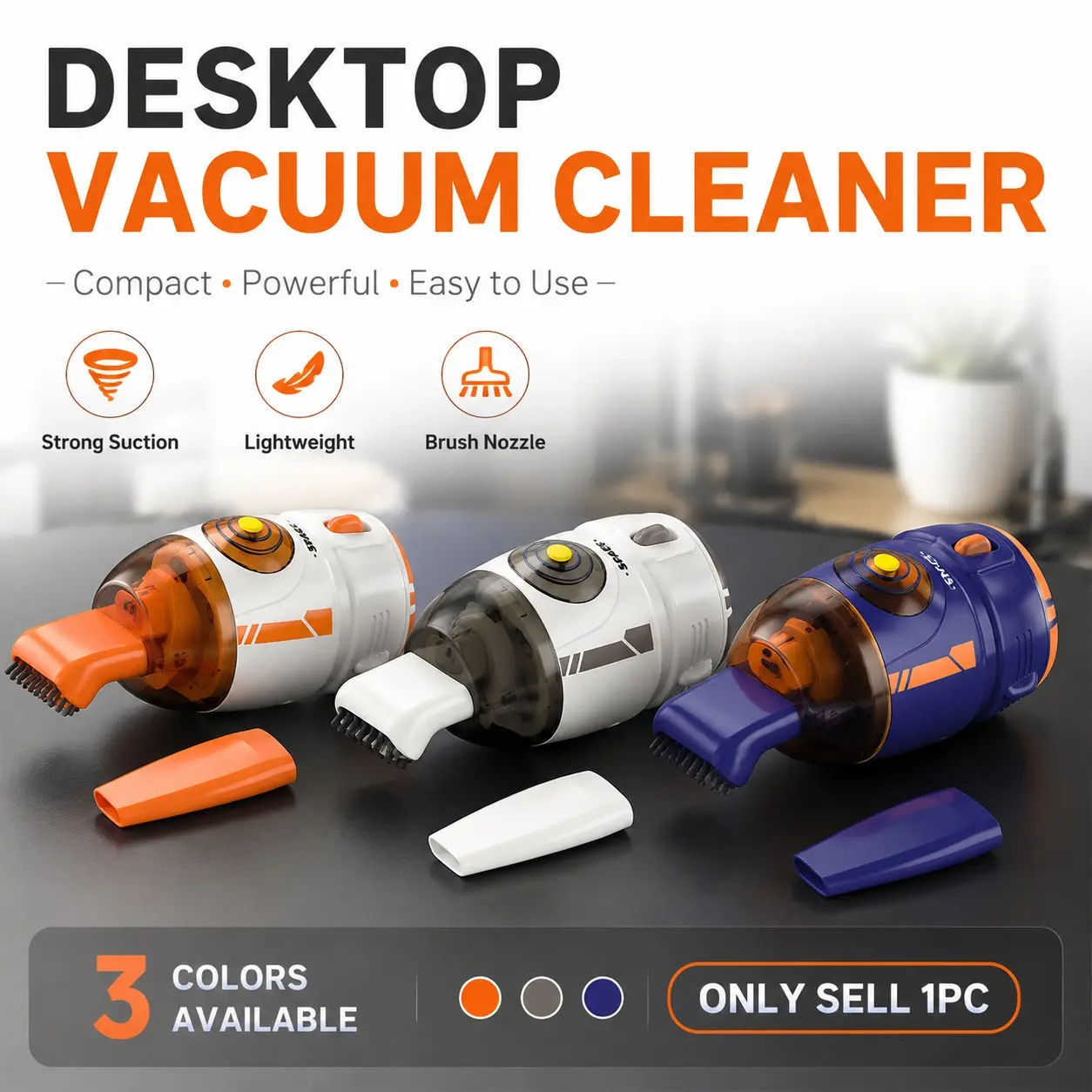 Cute Rocket Desktop Vacuum Cleaner, Mini Portable Computer Dust Cleaner, Keyboard Dust Remover, Detachable Brush Head, Battery-Powered, Ideal Gift for Students and Office Use