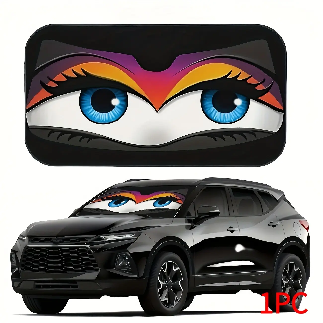Uva Blocking Car Sunshade for RV Suv Front Windshield, Automotive Windshield Sunshades, Large Eye Pattern Design, Summer Protection From Heat & Direct Sunlight, UV Protective Sunshade