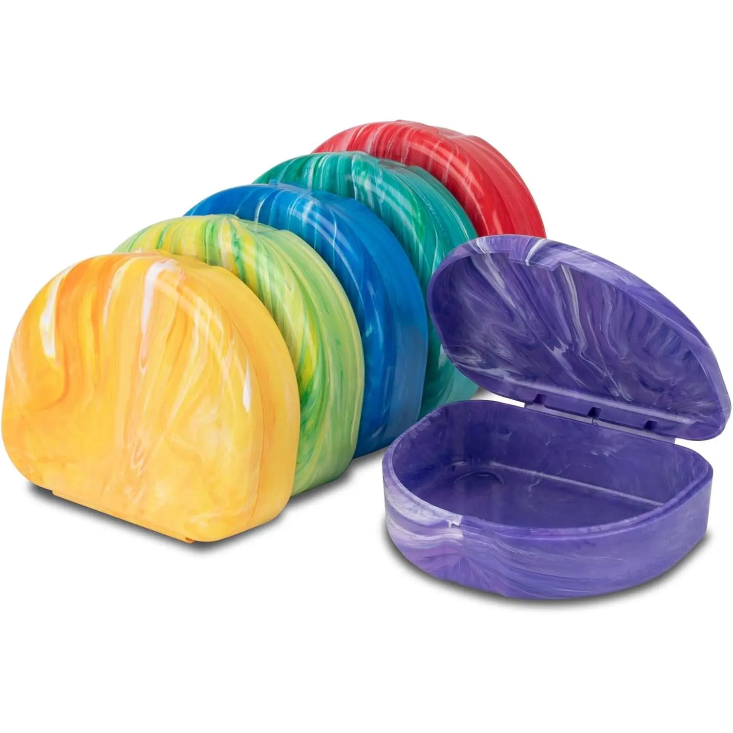 Assorted Multi-Color Marble Retainer Cases (3 Pack) - Honey-Infused Antioxidant Orthodontic Storage for Protecting Aligners and Storing Mouth Guards, Antioxidants, Protects Aligners, Mouth Guard Holder, Teeth Grinding, Store Mouth Guards