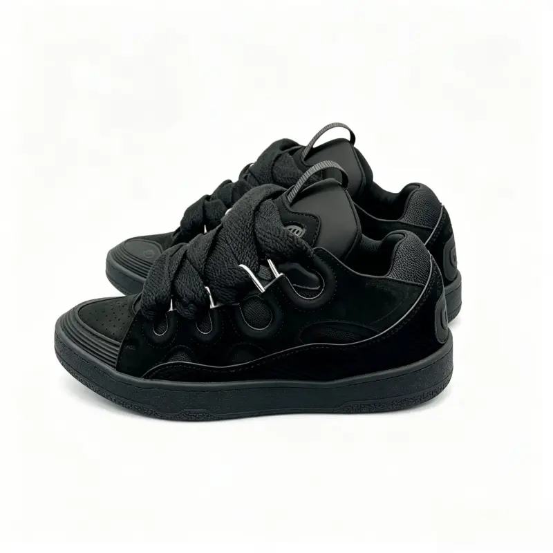 2026 Latest Model Black Athletic Sneakers - Thick Shoelaces, Stylish Versatile Footwear for Men & Women, Suitable for Walking, Training, Casual Use, Walking Shoes, Sports Shoes