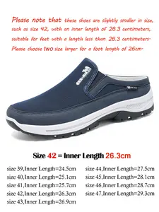 Runs small. We recommend sizing up by 2 sizes,Men's Mules Slip-On Casual Shoes, Breathable Textile Upper, Anti-Slip Rubber Sole, Lightweight Comfort for Home & Commute