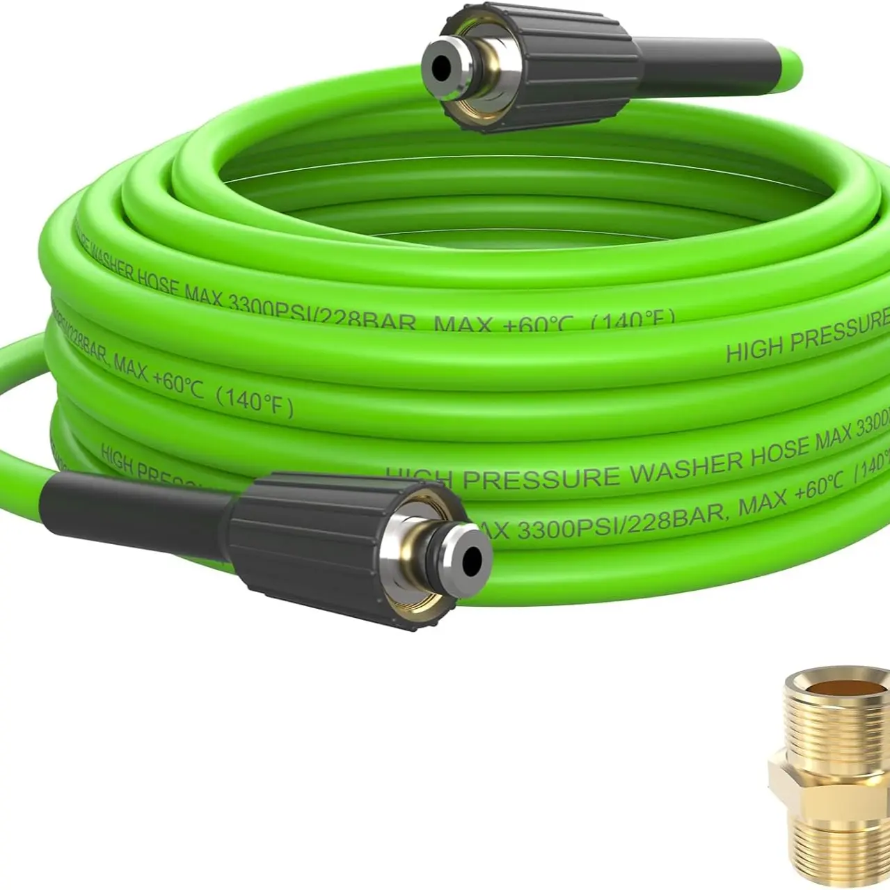 PVC Durable Heavy Duty High Pressure Washer Hose 32 Feet X 1/4 Inch, Anti-Kink Electric Cleaning Hose, High Pressure Water Hose Extension Replacement, Home Use M22-14