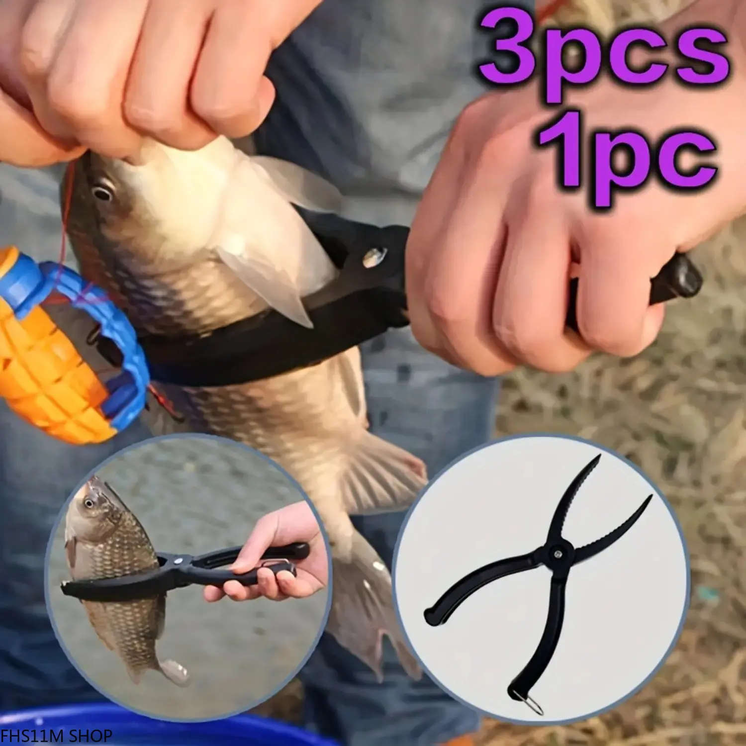Plastic Fish Lip Gripper with Lightweight, Non-Slip Handle, Unisex Angling Gear and Fishing Equipment for Fresh and Salt Water