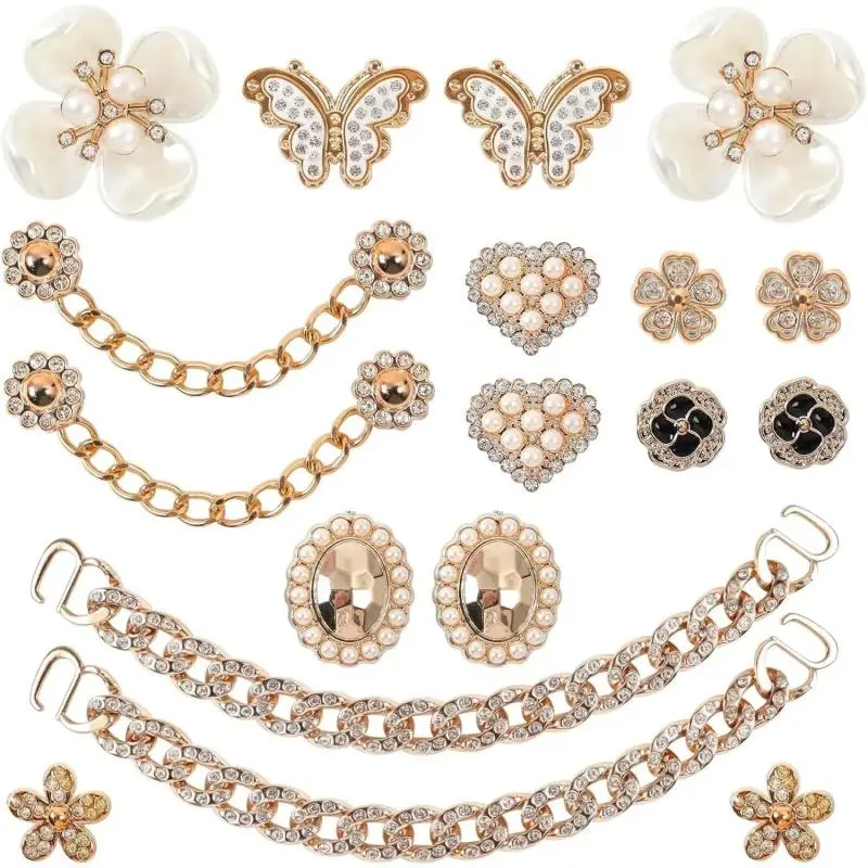 SOGLLQAM 18 Pcs Bling Shoe Charms – Butterfly & Flower Rhinestone Chains, Clog Shoe clip Decorations, Cute DIY Accessories for Parties & Birthdays fashionable novelty shoe decoration