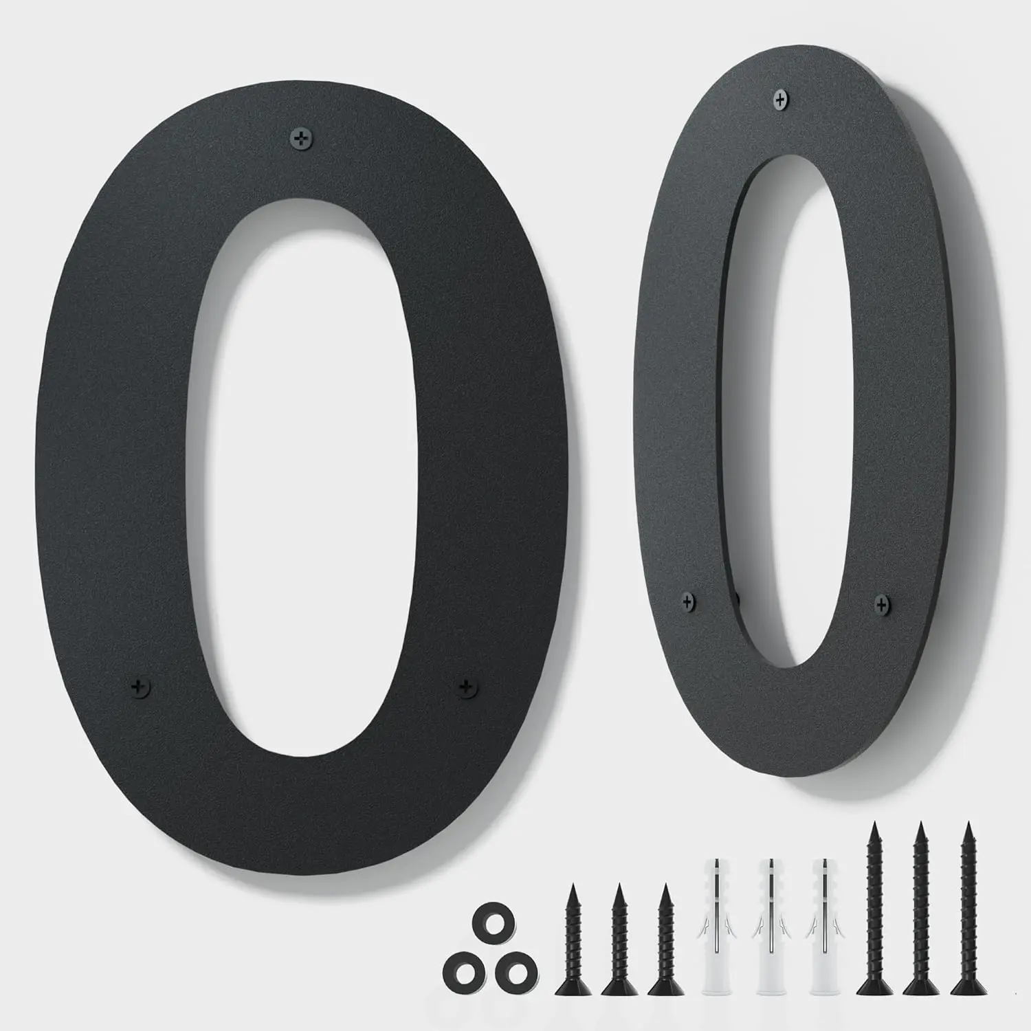 12 Inch Black Floating House Numbers for Outside, Metal House Number Plaque, Rust-Proof Large Outdoor Address Numbers 0