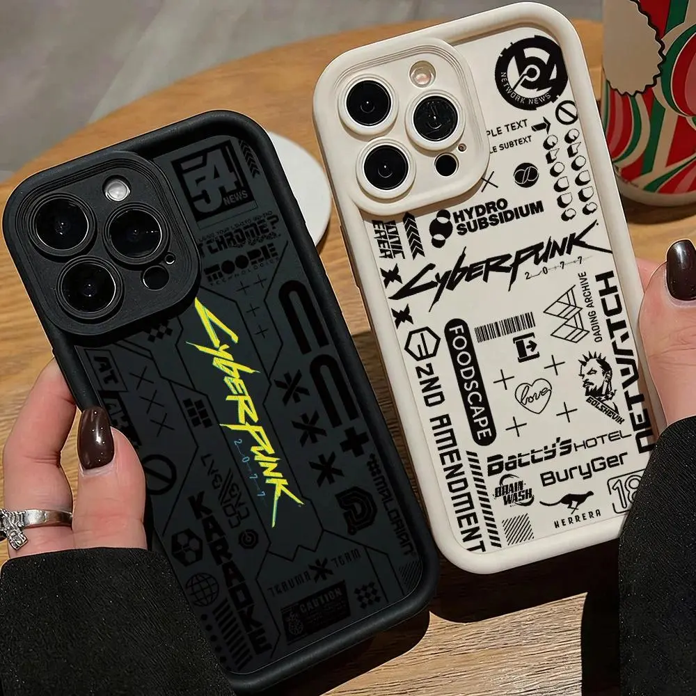 Cyberpunk 2077 Anime Colorful Personalized Casing, Soft TPU Back Protector Cover with Resistance for iPhone 17 Air,16,15,14,13,12,11 Pro Max Plus - Handheld Cellphone Accessory