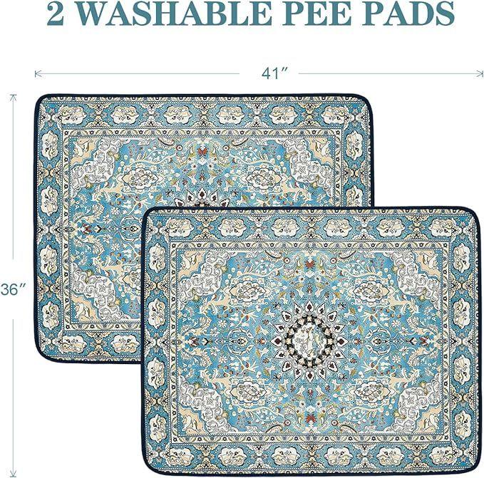 Premium Washable Cat Litter Mat - 2 Pack, 36" x 41" Super Absorbent Leak-Proof Training Pad, Non-Slip Whelping Mat, Suitable for Litter Box Areas and Pets