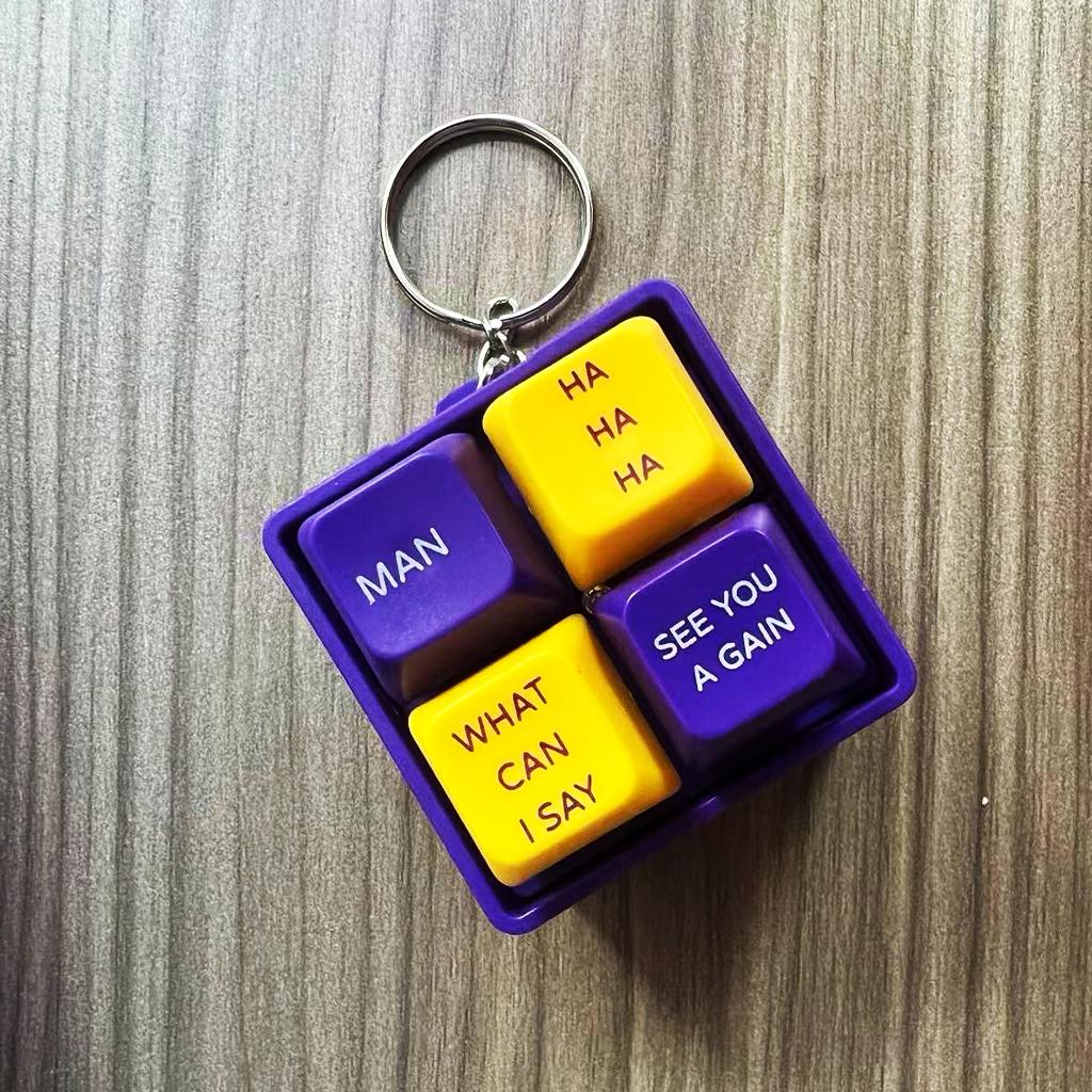 Funny Mamba Theme Keycap Keychain – Christmas Gifts For Boyfriends Kids 4-Key Sound Toy with Purple & Gold Design, Fun Gift and Collectible Accessory