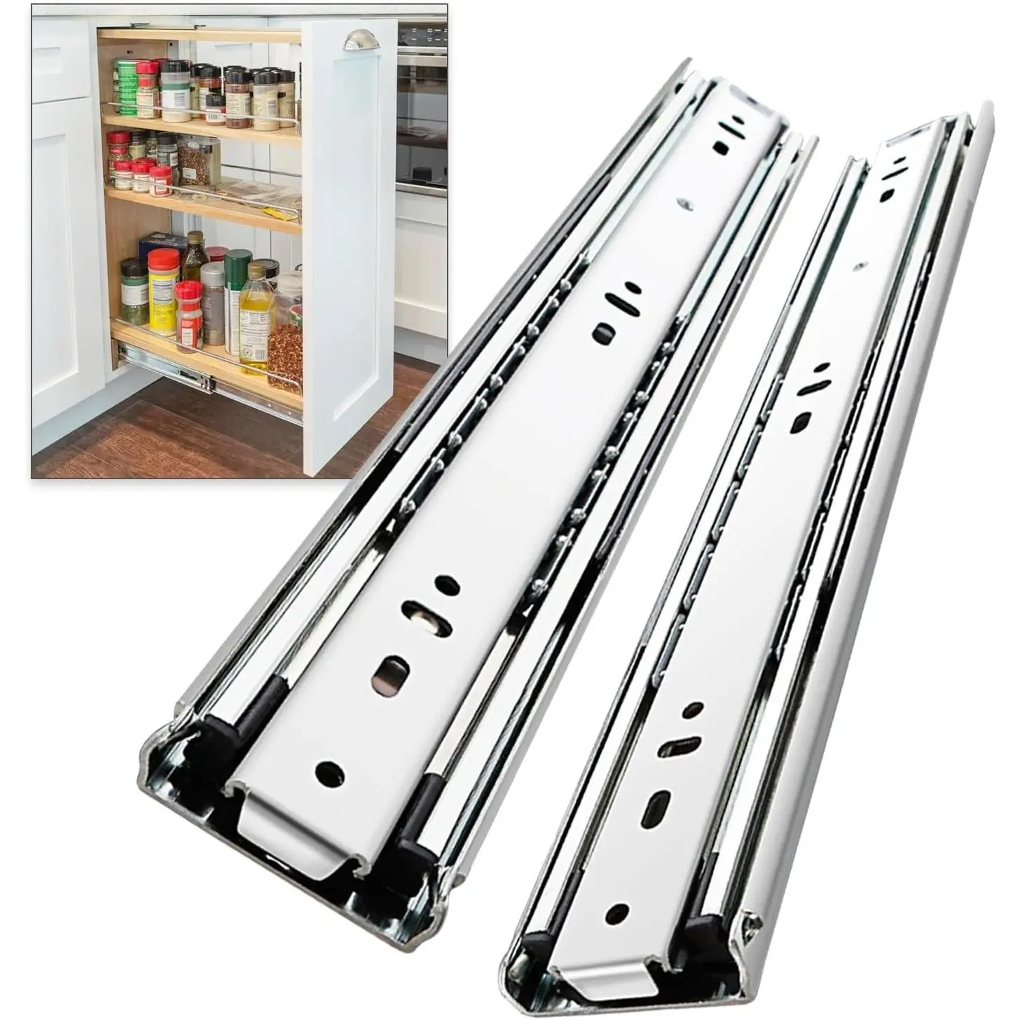 Heavy Duty Drawer Slides Full Extension Runners 150 lbs 12 14 16 18 20 22 24 26 28 30 32 34 36 38 40 Inch Side Mount Rails for Drawer Capacity 150 lb 1 Pair