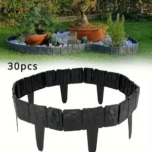 30-Piece Interlocking Garden Fence Set, Stone Texture, Easy Install, Durable Outdoor Landscape Barrier, Low Maintenance, Thickened Design