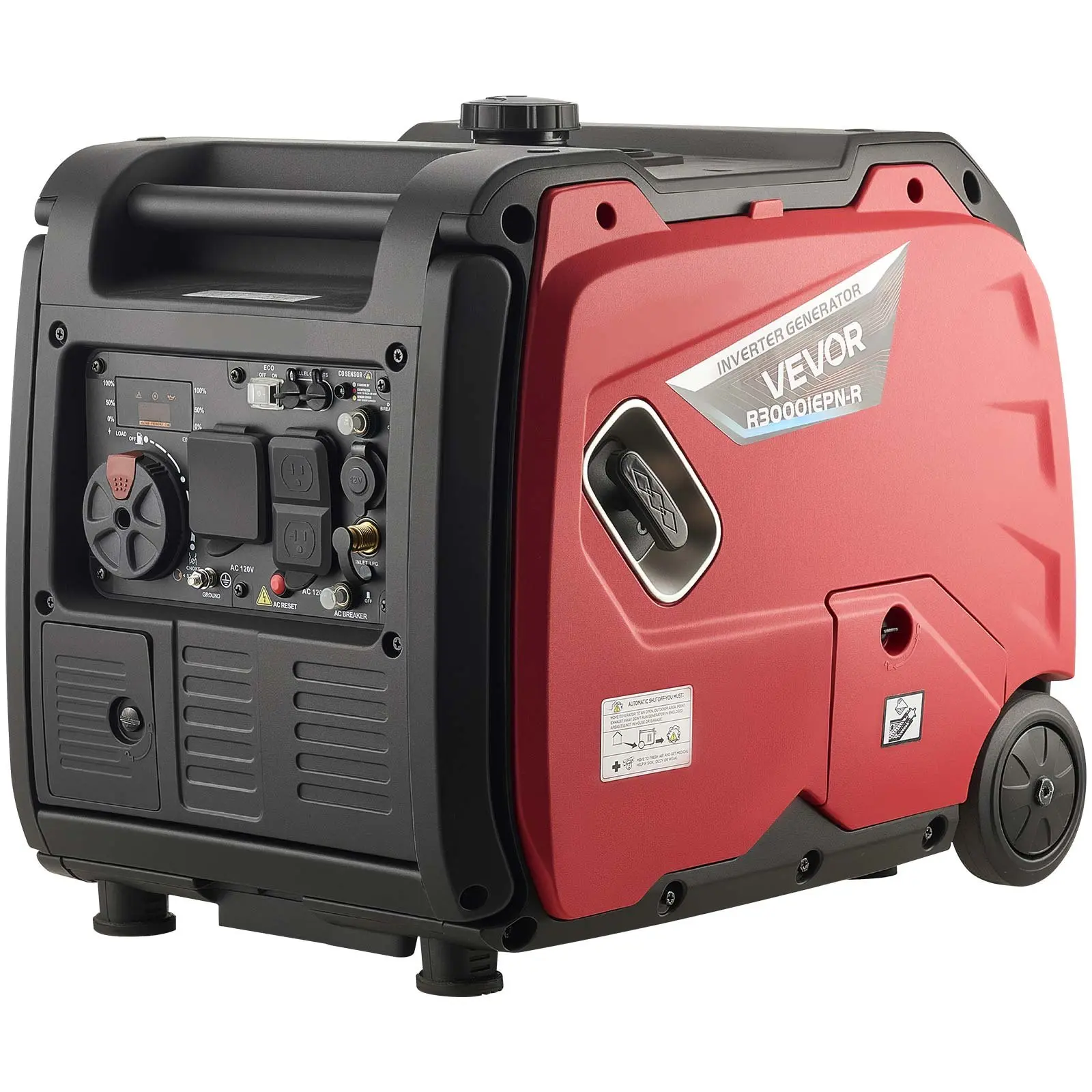 VEVOR Inverter Generator, 4200W Peak Watt Quiet Inverter Generator, Dual Fuel Inverters Generators for Home Outdoor, Gas LPG Powered, Stable Power, CO Sensor, RV Ready 8.3A Outlet, Long Run Time