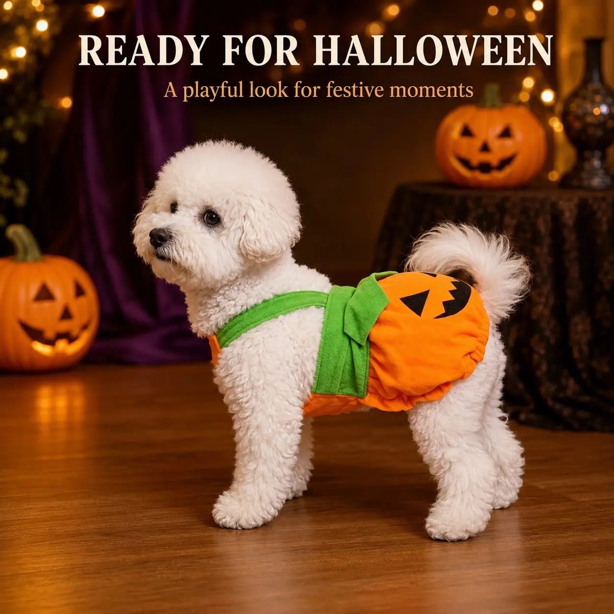 1PC Halloween Pumpkin Dog Costume, Puppy Costume, Jack O' Lantern Harness for Small Dogs, Perfect for Halloween Parties and Photoshoots, Pet Fashion Gear