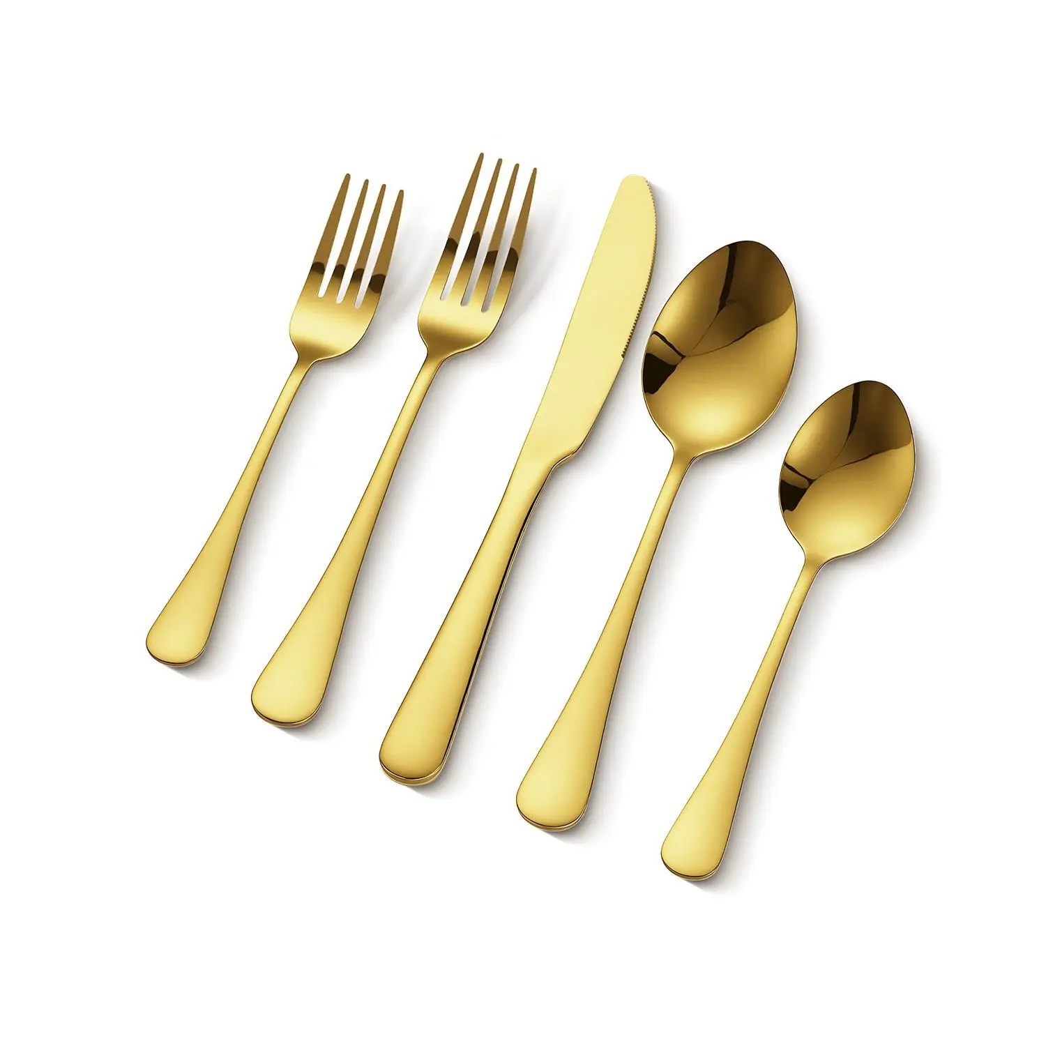 VEVOR 60-Piece Gold Stainless Steel Flatware Utensils Set, BPA Free Food-Grade Cutlery for 12, Glossy Mirror-Finished, Dishwasher-Safe Eating Tableware for Everyday Kitchen Home Use (Knife, Fork, Spoon Included)