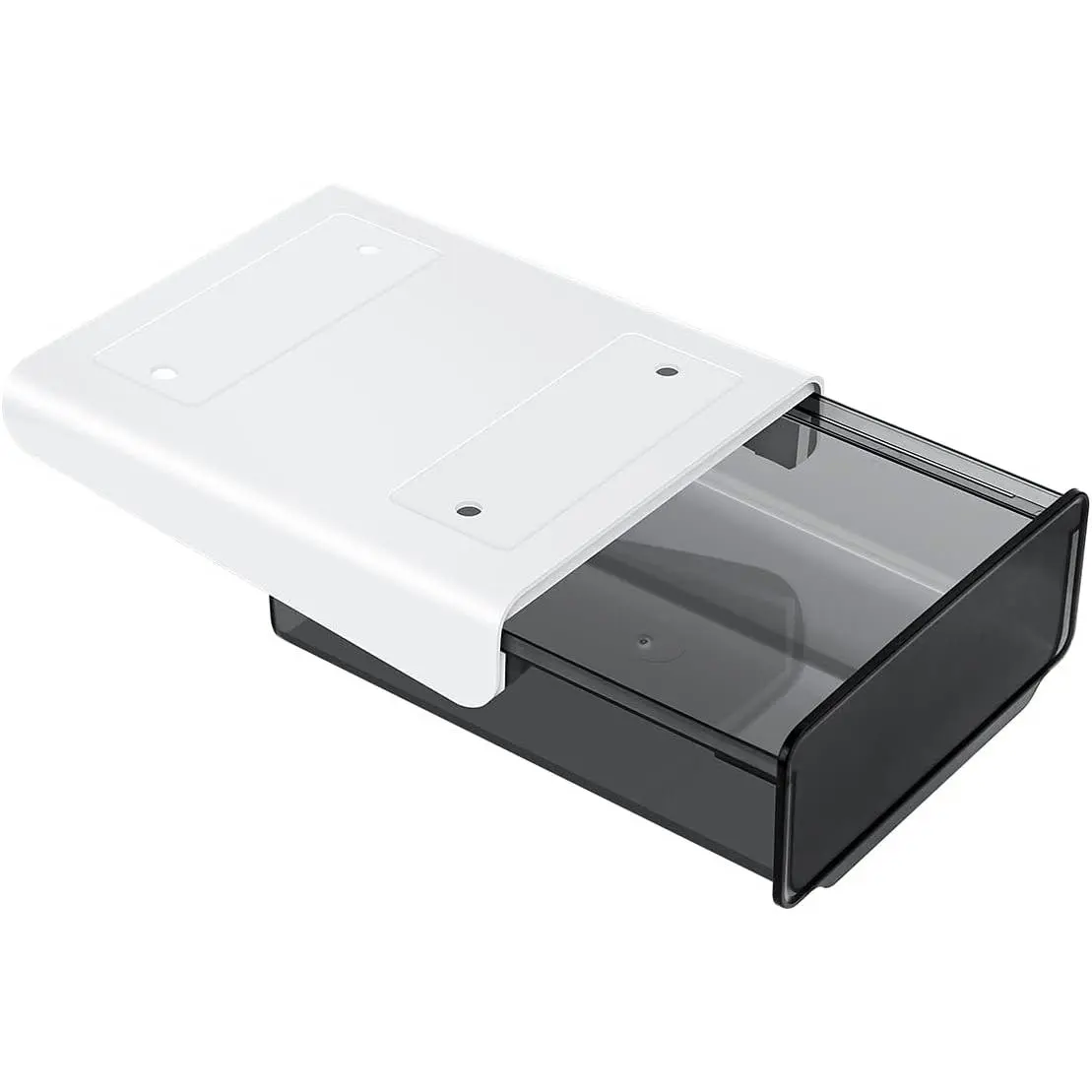Single Unit ABS Plastic Slide-Out Under Desk Drawer - 7x5.7x2.1" Self-Adhesive Desk Organization Holder for Office, Kitchen (Black)