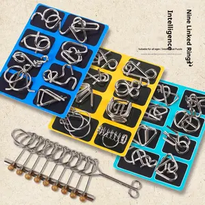 Nine Rings Puzzle Set, Brain Teaser Unlocking Toy for Kids and Adults, Educational Logic Game, Intellectual Challenge Gift