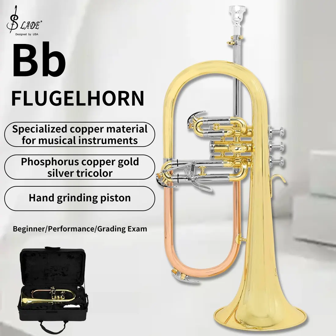 Slade High Bb Saxophone, Copper Body, Shell Keys, Antique, Includes Slade Cloth Box and Standard Accessories
