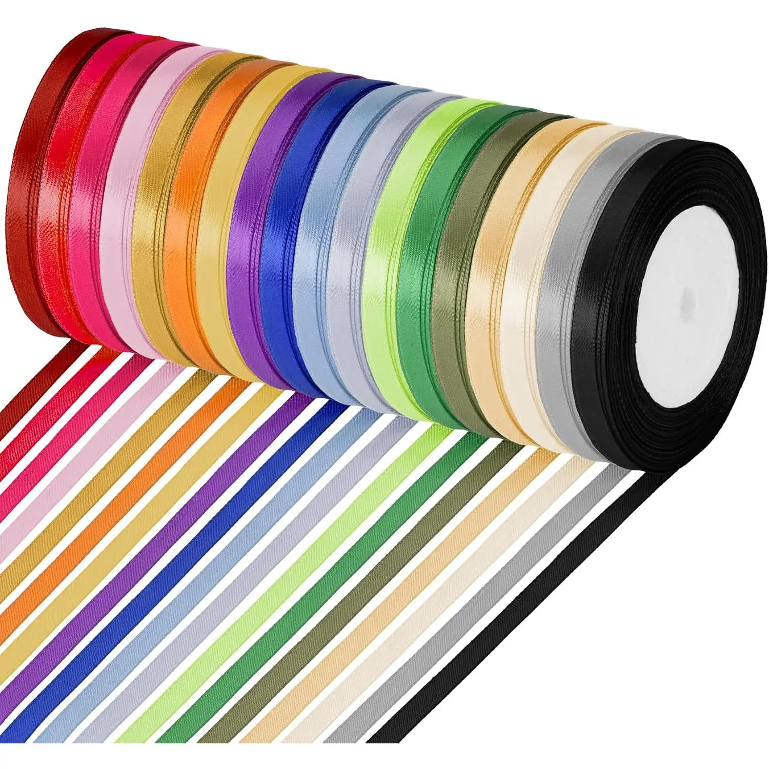 18 Colors 392 Yards Satin Ribbon Polyester, 1/4 inch Solid Fabric Ribbon Roll for Gift Wrapping, DIY Crafts, Wedding Christmas Birthday Party Decorations