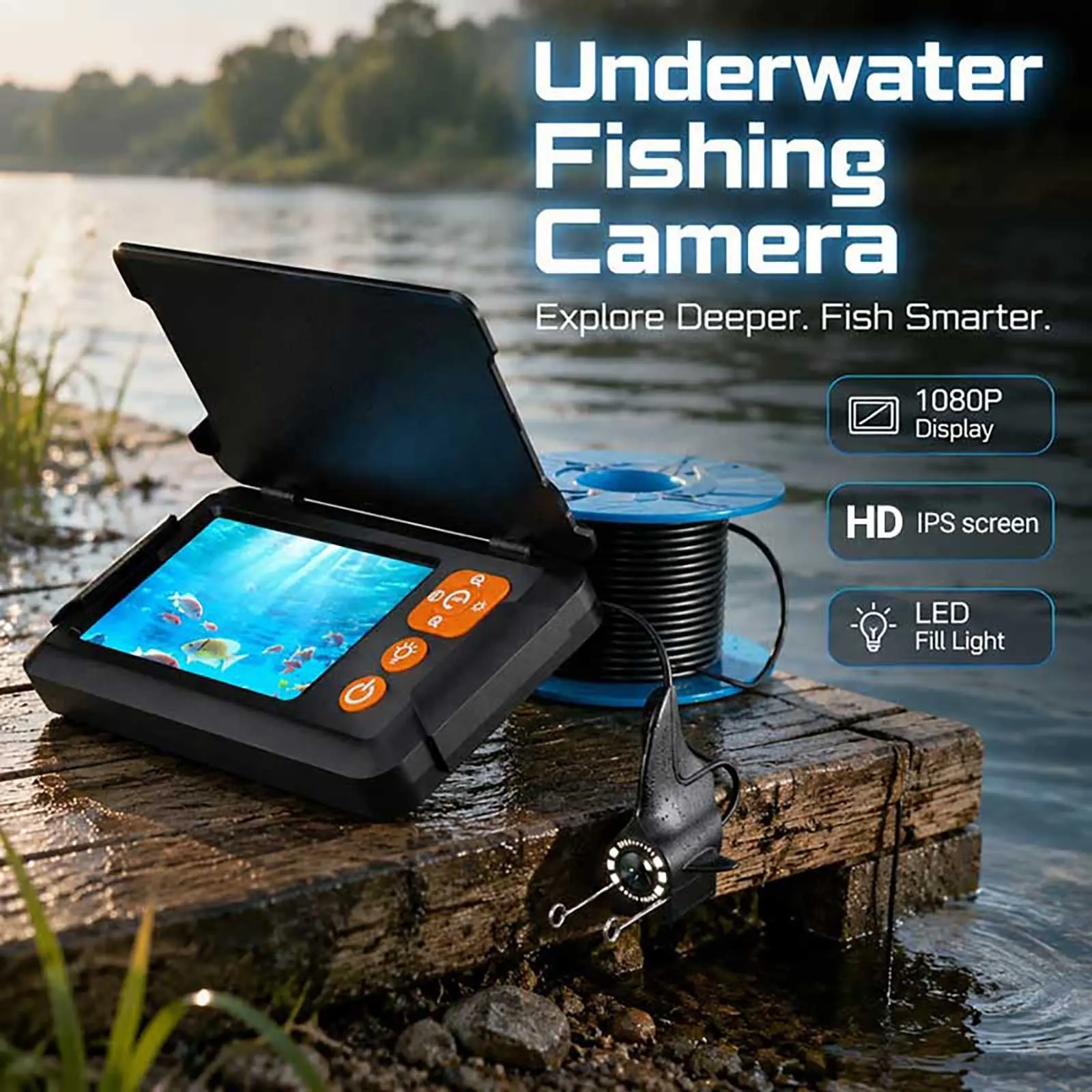 Portable Underwater Fishing Camera, 4.3 Inch LCD Display, Infrared Night Vision, Waterproof Fish Finder, Fishing Accessories, Ideal for Ice Fishing and All Seasons