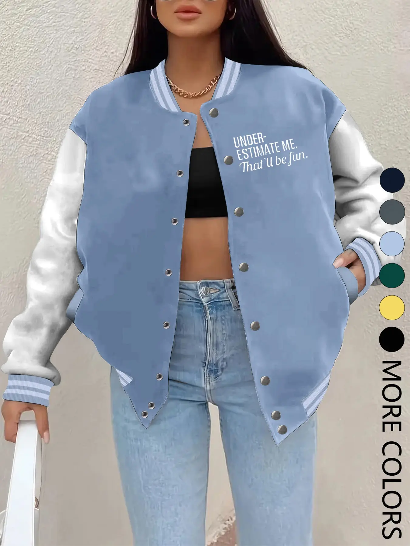 New Women's Baseball Jacket for Fall Winter, Creative Letter Print, Casual Sporty Coat, Comfortable Versatile Jacket, Hip-Hop Style, Multiple Colors