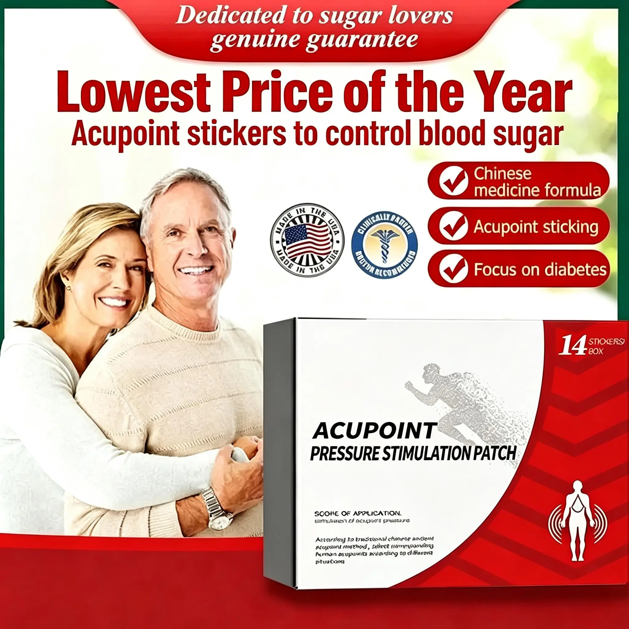 Diabetic Health Acupoint Patch, Natural Herbal Support for Blood Sugar Control (Heat Patch for Special Personal Care)