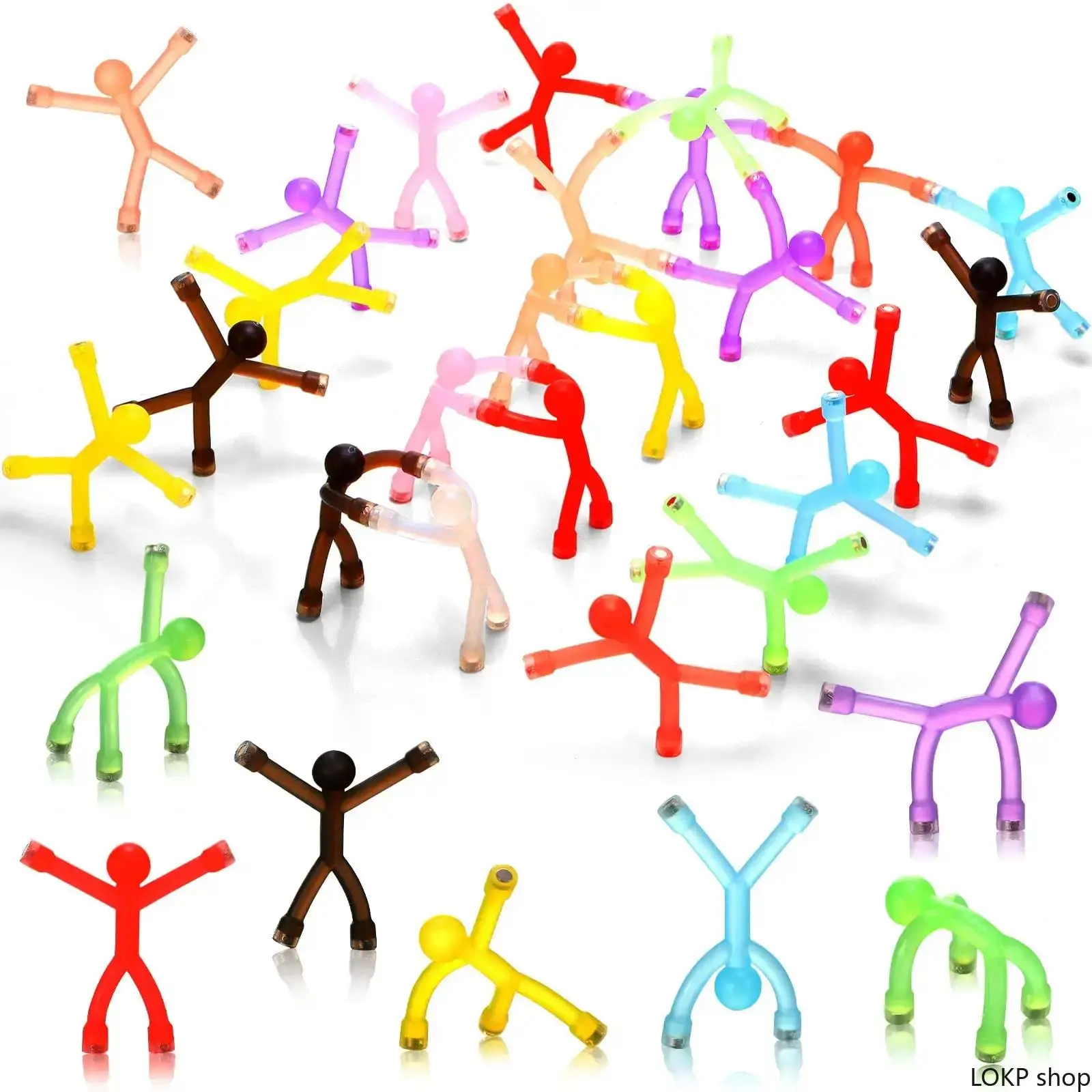 10Pcs Bendable Magnetic Mini Figure Fidget Toys - BPA-Free Bright Multi-Color Sensory Magnet Fridge Blocks, Stress Relief Focus Aid For ADHD Kids, Ideal Party Favors & Desk Decor
