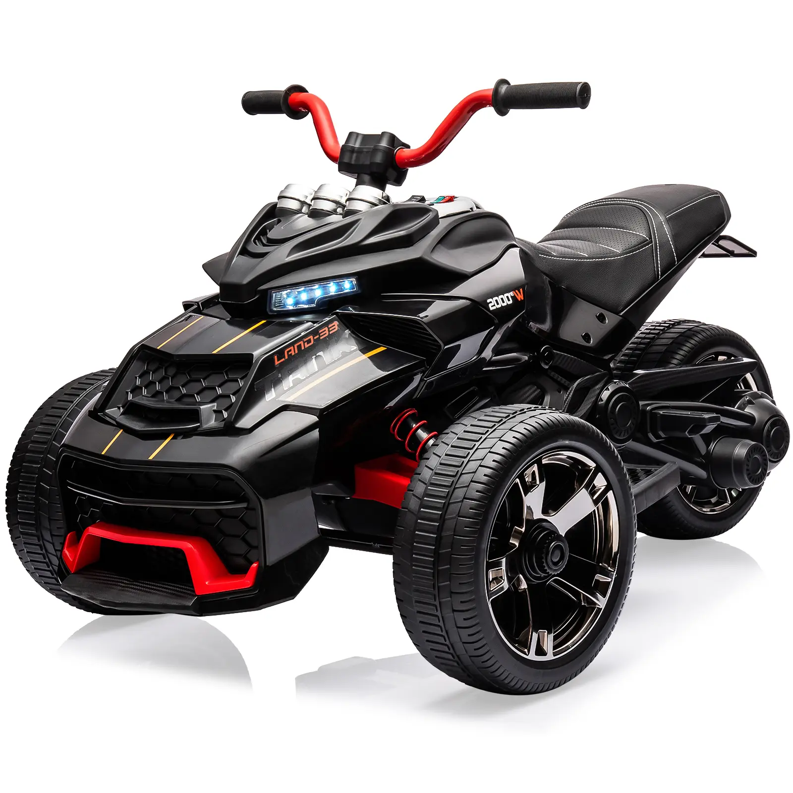 12V Kids Electric Ride-On ATV Motorcycle, 3-Wheeler Trike with High/Low Speed, Foot Pedal, LED Lights, Wireless Audio & Radio. 7AH Long-Lasting Battery, All-Terrain Tires. Safe Outdoor Toy for Boys Girls Ages 3-8. Birthday Gift