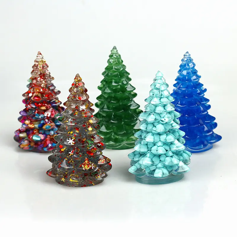 Resin Christmas Tree Home Mini Decoration Christmas Desktop Decor Figurine Ins Style Set Decorations
