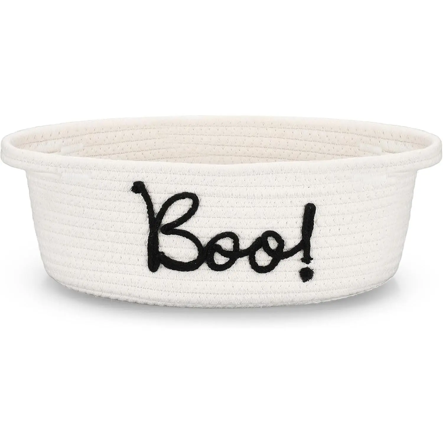 Halloween Boo Woven Basket Cute Storage Spooky Basket with Handle Boo Woven Trick or   Organizer for Halloween Party Favors and Decorations Women Men(White,12 x 8 Inch)