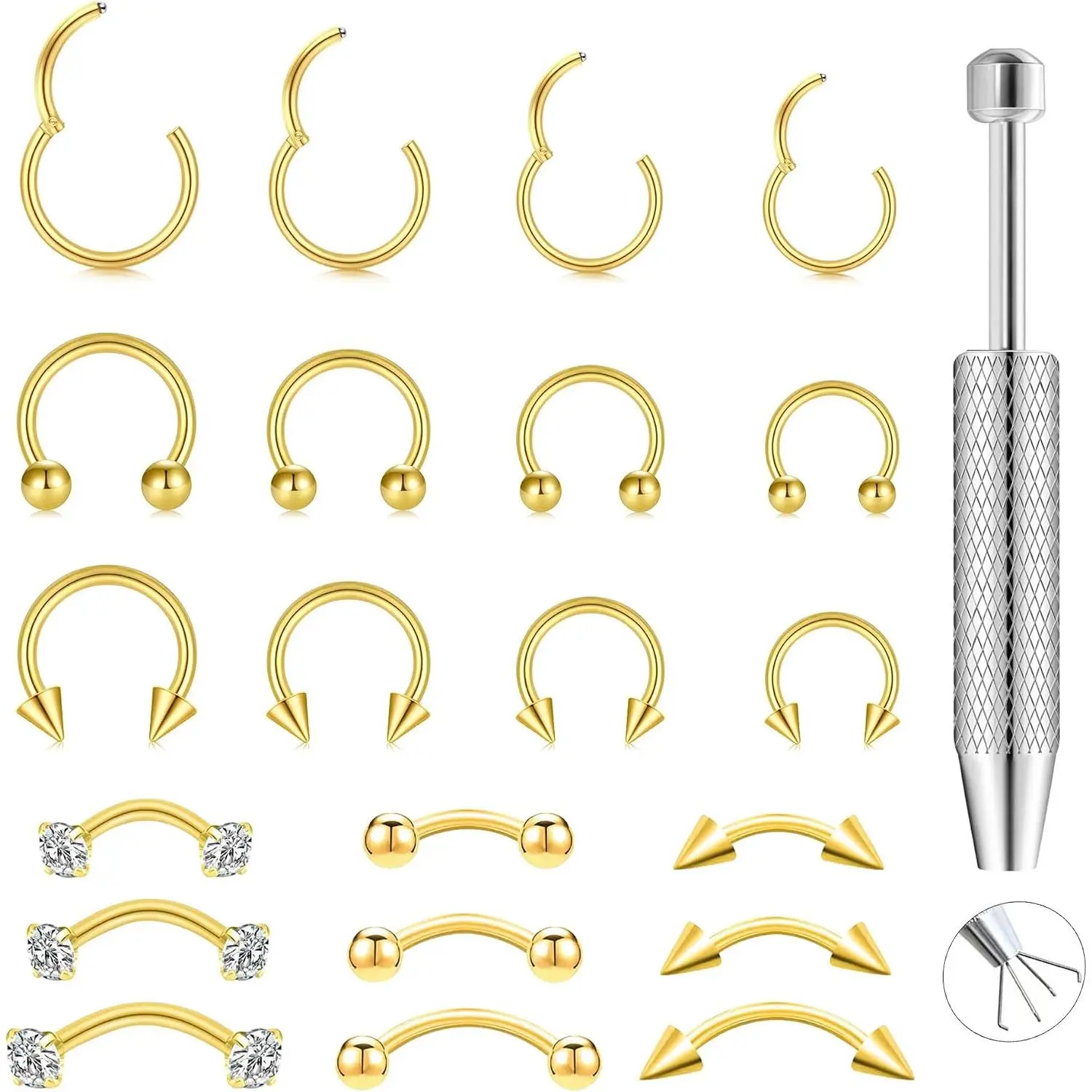 16G 18G Septum Rings Stainless Steel Horseshoe Nose Ring Hoop Curved Barbell Eyebrow Ring Vertical Labret Lip  Ear Rook Helix Conch Daith   For Women Men