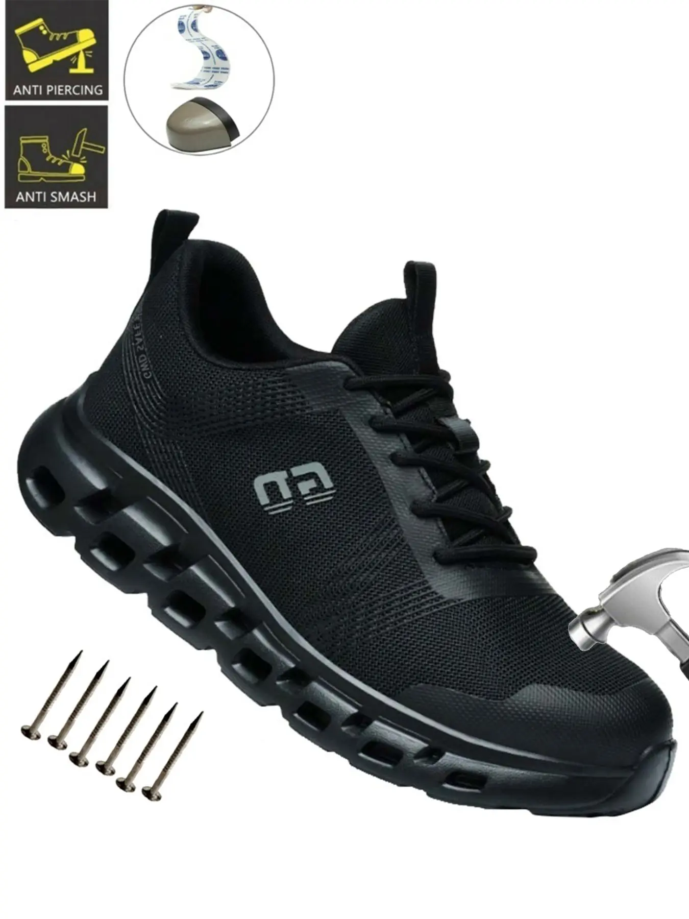 Steel Toe Safety Shoes, Industrial Work Boots, Closed, Anti-Compression & Puncture Resistant, Durable, Ideal for Construction Sites & Warehouses