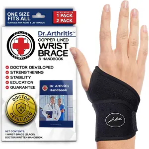 Handbook Included (Wrist Brace 1 Pack), Doctor Developed Wrist Brace, Wrist Wraps for Carpal Tunnel, Tendonitis, Hand Support, Ideal for Fitness, Weightlifting