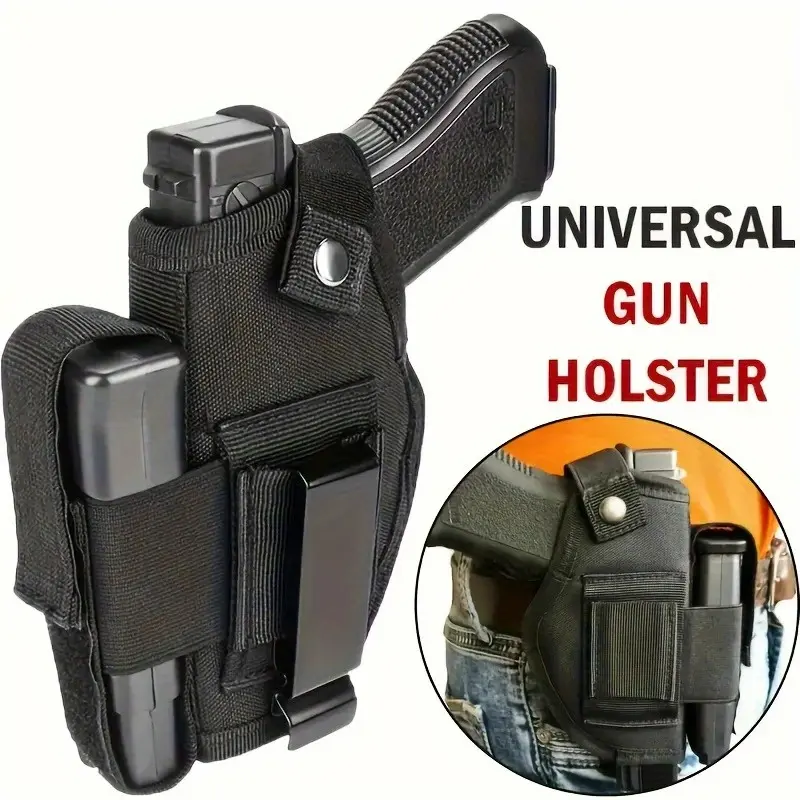 Tactical pistol holster, suitable for G17/G19/M1911, quick-release buckle design, durable nylon non-slip concealed carry holster, suitable for hunting, fishing, and outdoor activities (black), outdoor