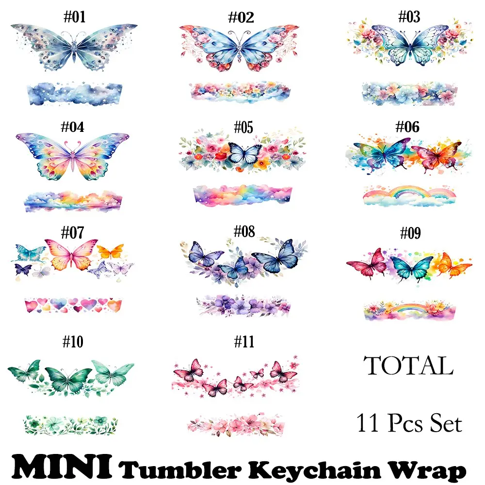 Butterfly Design UV DTF Keychain Stickers, DIY Craft Supplies, Durable Transfer Stickers, Personalized Gift Set, Party Decorations