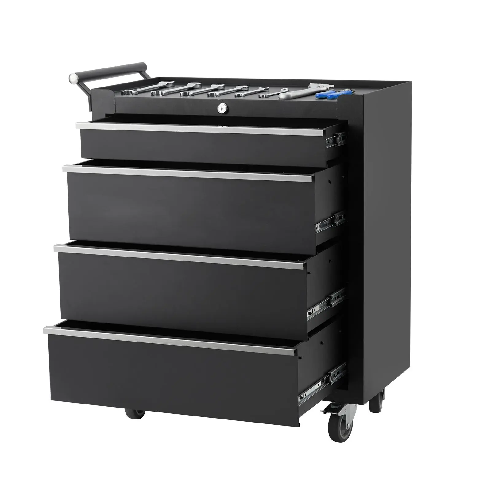 GARVEE24Inch 4-Drawer Rolling Tool Chest, Portable Tool Storage Cabinet On Wheels with Drawers, Locking Mechanism, Multifunctional Tool Organizer Rolling Cart for Garage, Workshop, Home