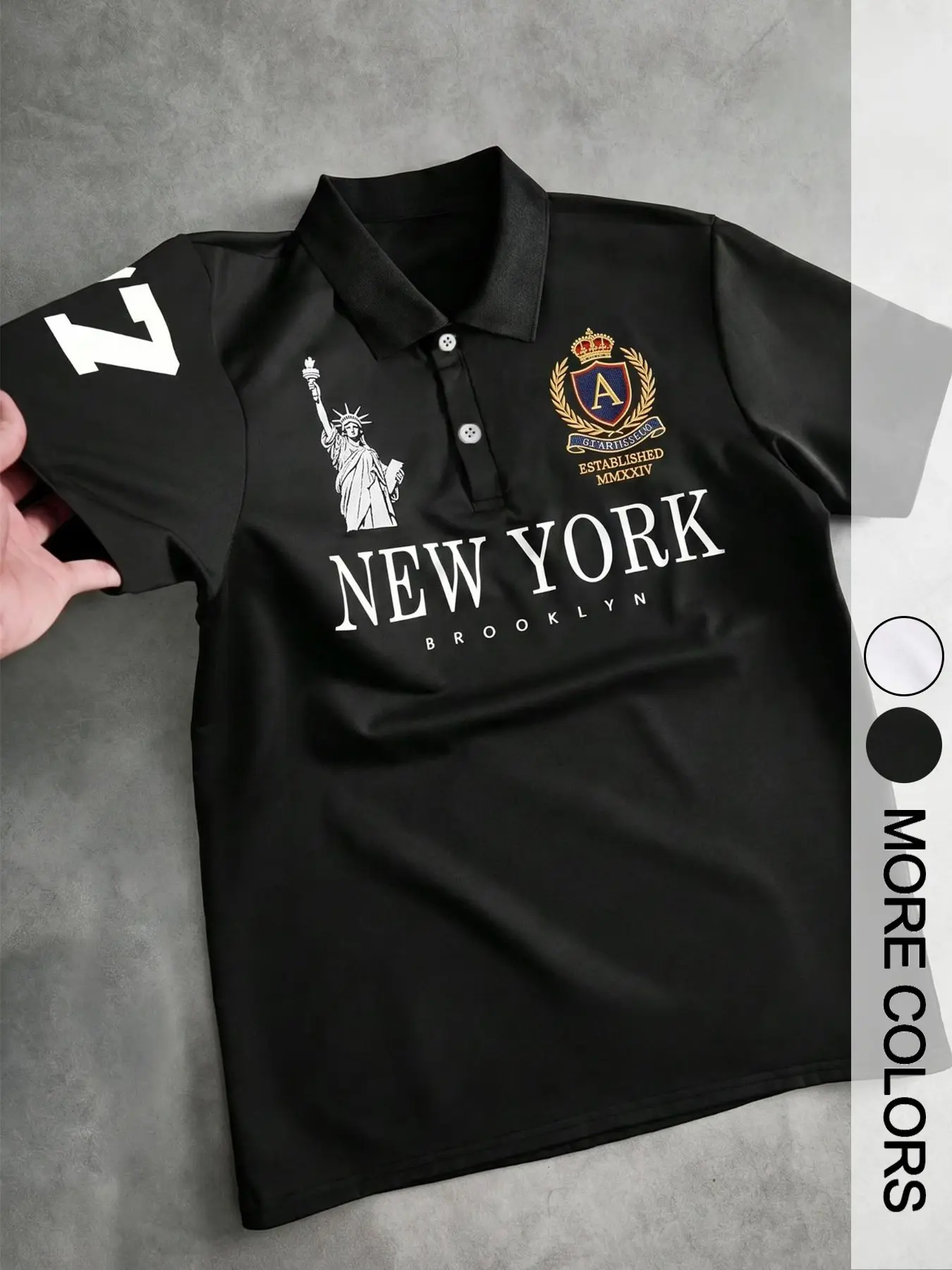 New York Brooklyn Theme American College Style Polo Shirt, Vintage Badge Design, Urban Symbol, Sporty Casual Style