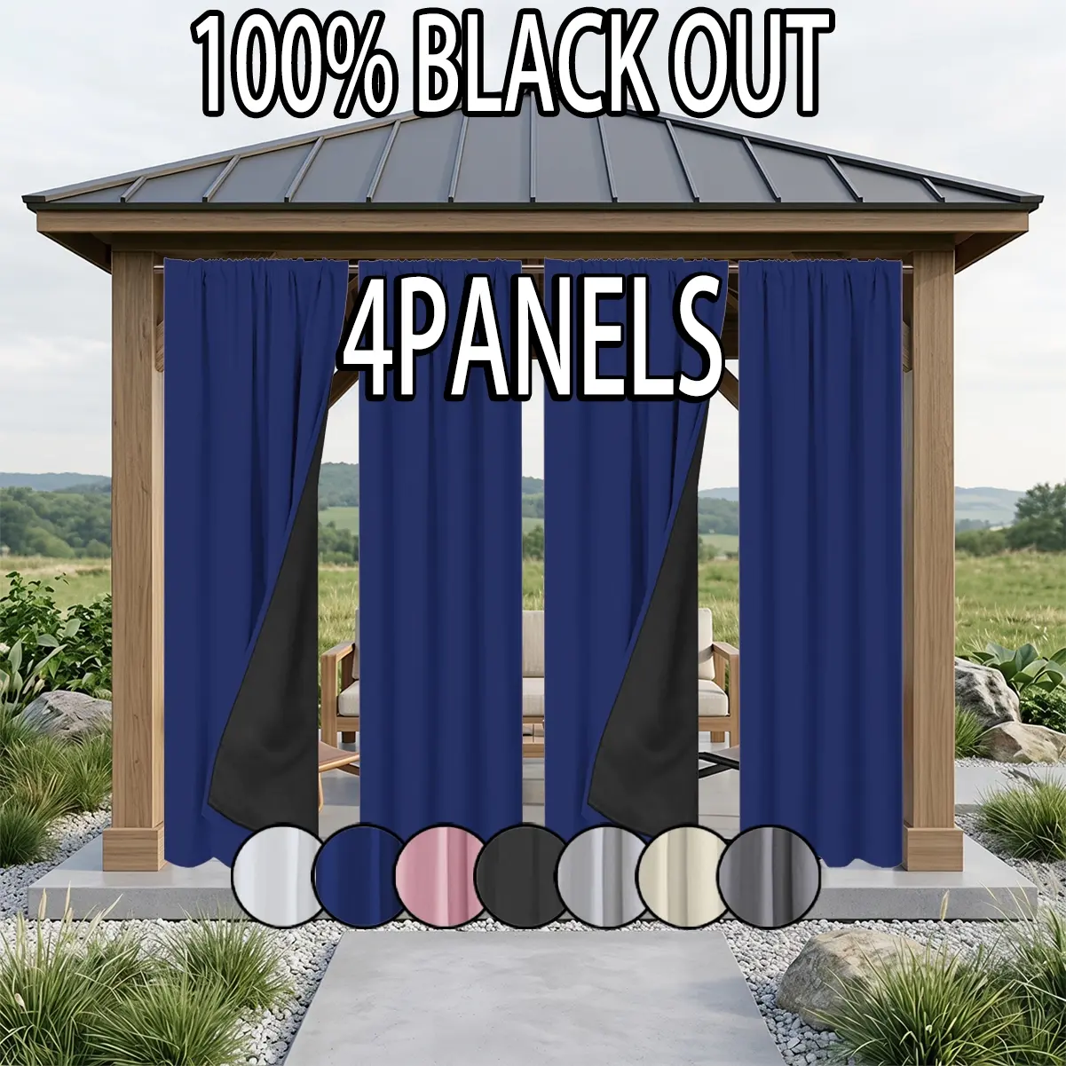4PCS 100% Light-Blocking Privacy Curtains, Polyester Material with Film Coating Process, Rod-Pocketed Hanging, Suitable for Living Room and Bedroom Decor