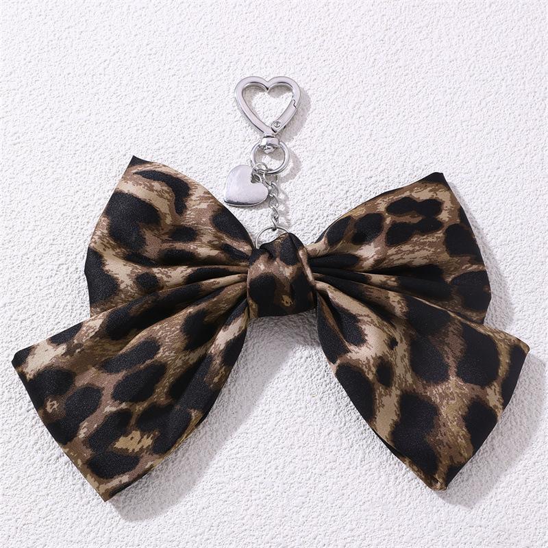 Dark Tone Leopard Bow Heart Set |   Keychain Bag Clip & Hair Accessories