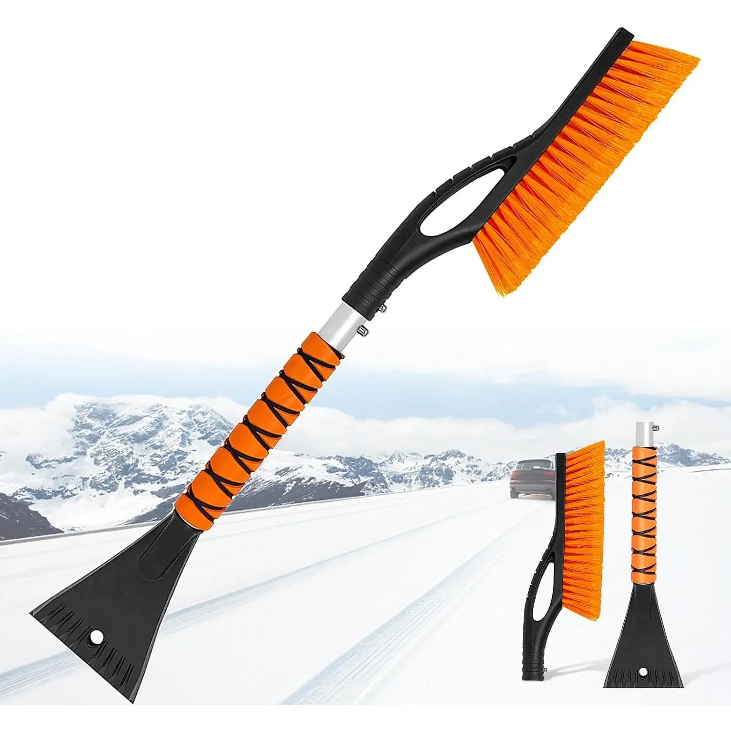 Brush and Ice Scraper for Car Windshield - 27 Inch Detachable Snow Removal Tool with Ergonomic Foam Grip for Cars and Trucks Winter Car Accessories