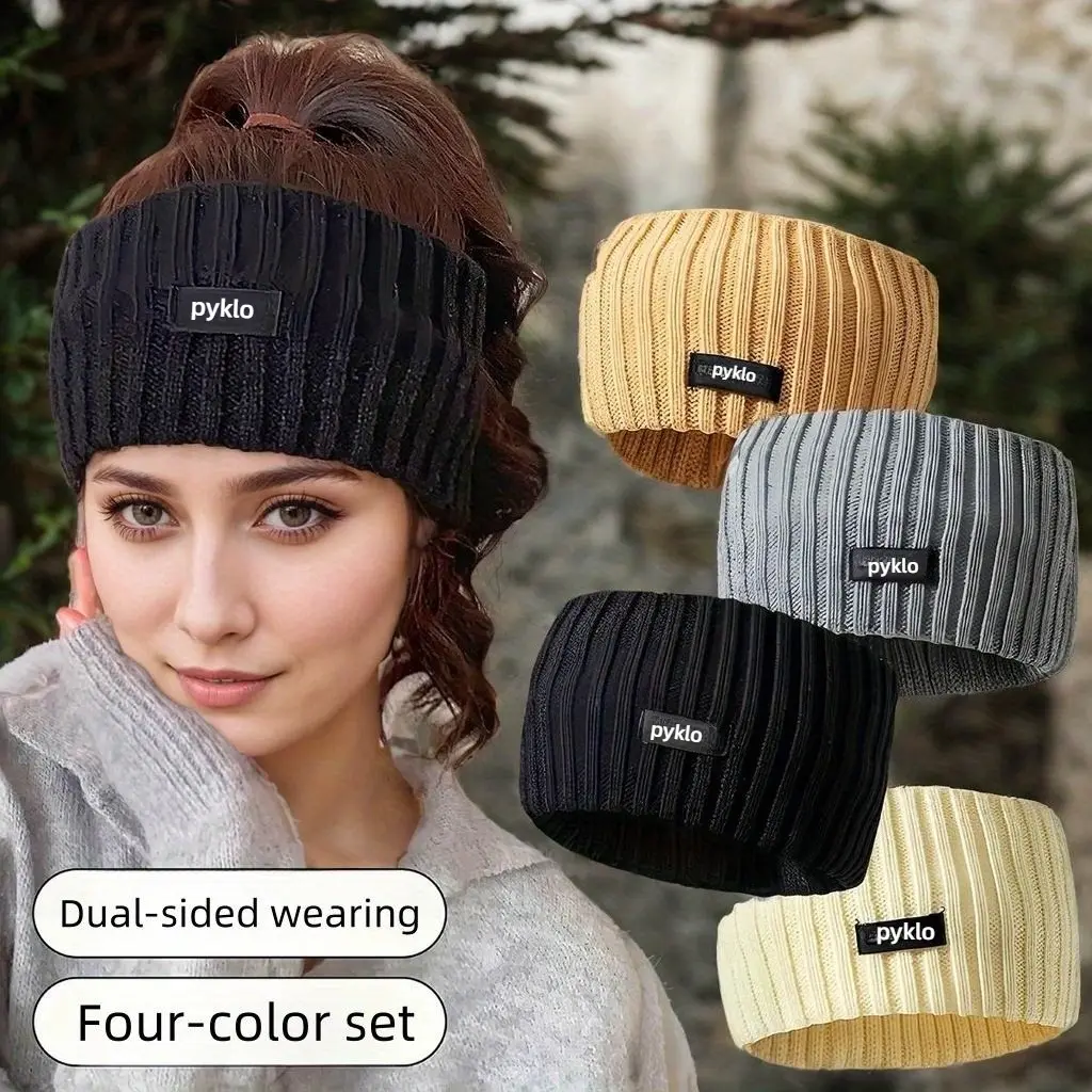 GRANK Women's 4-Piece Unisex Acrylic Knit Headbands, Thick Warm Winter Headscarves, Solid Color Zigzag Headband, Soft Comfortable 1-Size-Fits-All Everyday Hair Accessories, Headbands Women, Zigzagheadband