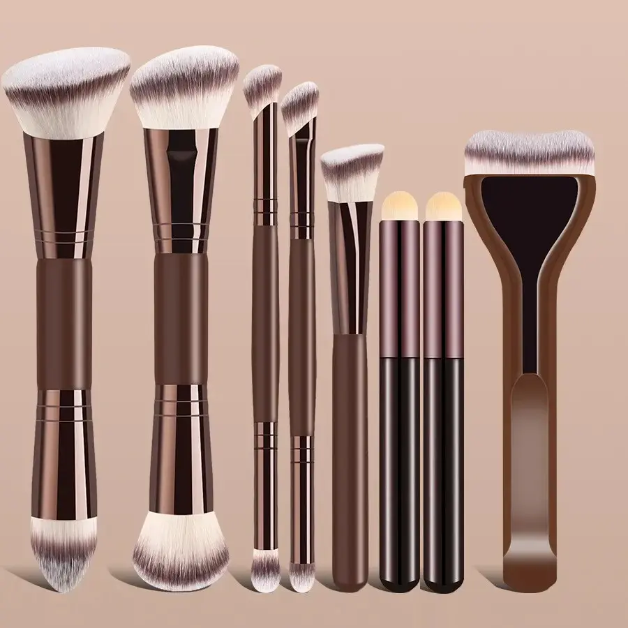 8-Piece Dual-Ended Makeup Brush Set, Professional Synthetic Hair Bristles, Ideal for Foundation, Contour, Eye Shadow, Concealer, Blush, Mask Brush, Makeup Brushes Set