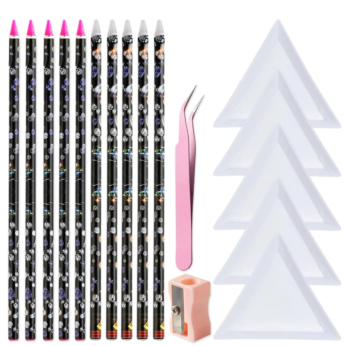 Wax Pencil for Rhinestones With Tray Long   Pencil 10 count |  Art Charms Jewel  Tool Wax Pencils for  Painting with Pencil Sharpener