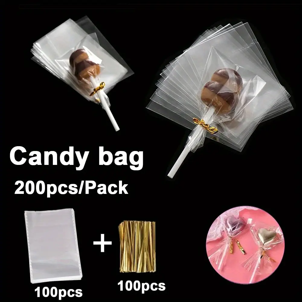 Transparent Lollipop Packaging Bag, Candy Chocolate Independent Wrapper with Tie, 1 Pack, Perfect for Sweet Treats