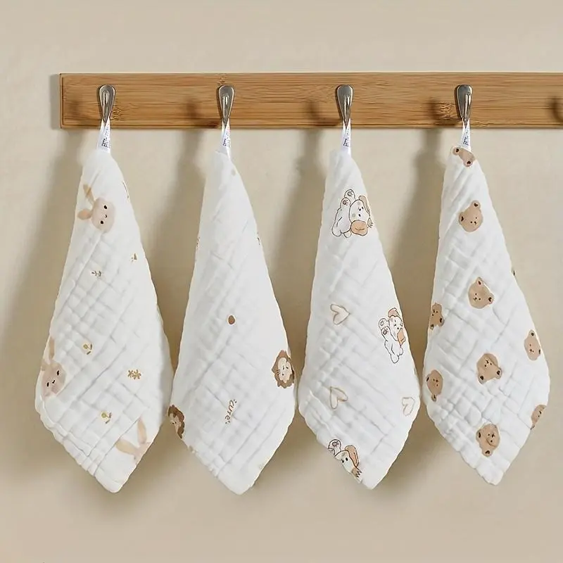 Washcloths 5-Pack - Soft, Absorbent, Quick-Drying (9.84x9.84in) Cute Cartoon Multi-Purpose Face Towels, Portable All-Season Cloths, Compact Gift Option