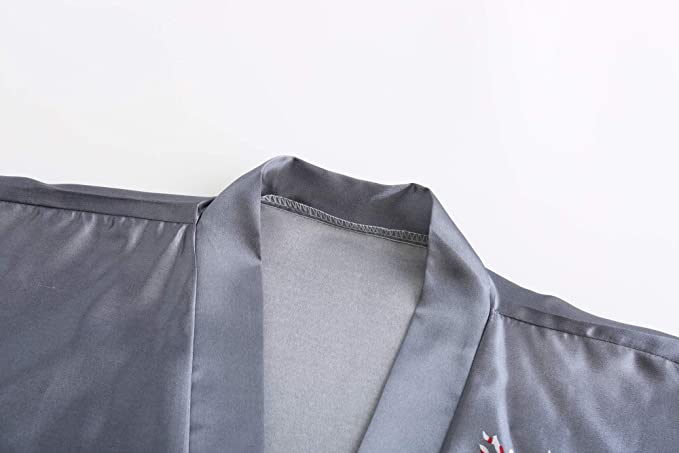 Silk Satin Wedding Bride Bridesmaid Robe Floral Bathrobe Short Kimono Robe Night Robe Bath Robe Fashion Dressing Gown For Women