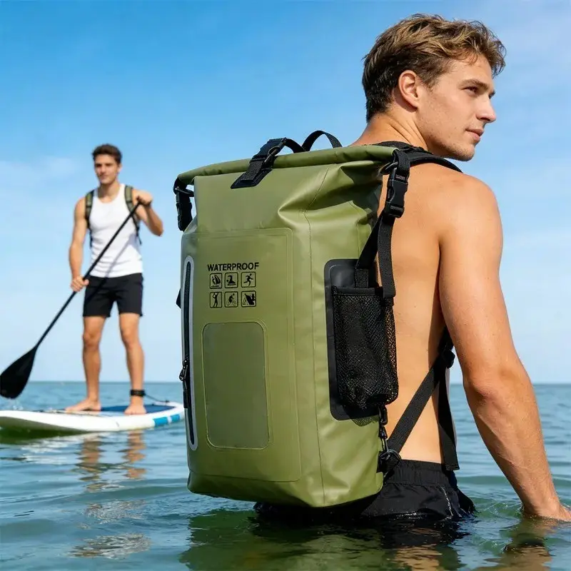 Waterproof Kayak Dry Bag, Large River Trekking Backpack, Shoulder Beach Diving Bag, PVC Camping Bag for Rafting Canoeing, Boating Accessory