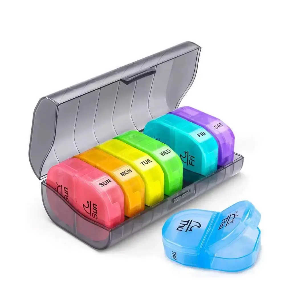 7-Pack Portable DIY Bag Accessories, Purse Organization Medication Storage Container - Extra Large 7-Day Dual-Protection for Daily Care Vitamins, Fish Oil Supplements (Synthetics)