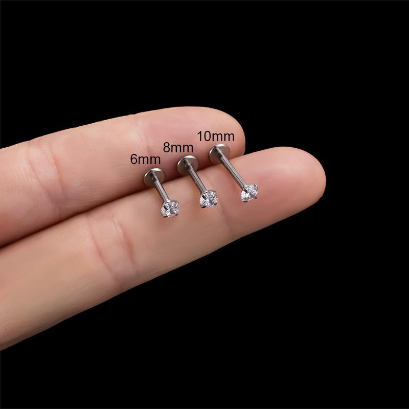 16G G23 Titanium 4-Prong CZ Internally Threaded Labret Set, ASTM F136 Titanium Lip Piercing Jewelry, Hypoallergenic Internally Threaded Nose Studs for Women Men