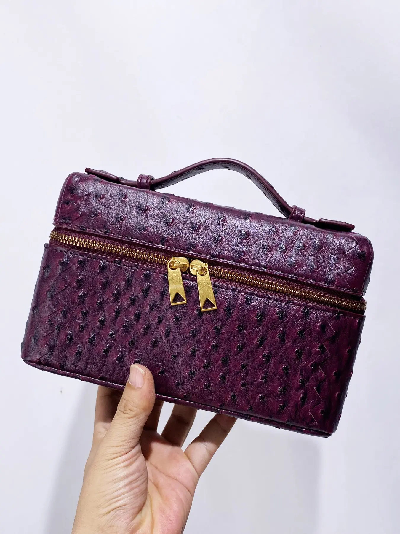 Vintage Imitation Ostrich Skin Texture Box Fashion Clutch Bag, Luxury Designer Handbag and Wallet, 2026 New Model, PU Top Handle Crossbody Bag