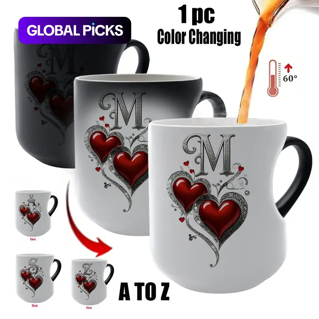 Vintage Shimmering Heart Fun Ceramic Mug, Thermosensitive Magic Color-Changing Beverage Mug, 11oz/330ml, Coffee Cups, Perfect Mother's Day Gift, Ideal for Friends, Lovers & Mothers, Novelty Coffee Mugs #GLOBAL PICKS